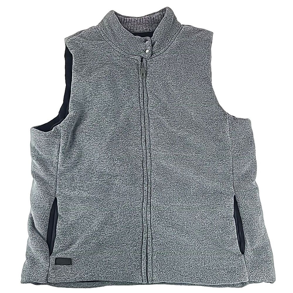 Lauren Ralph Lauren Vest Mens 1X Extra Large XL Fleece Full Zip Dark Gray Black